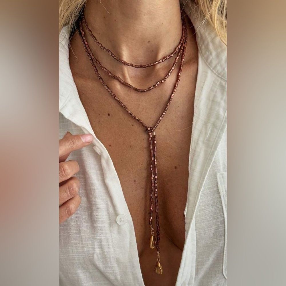 Brown Beaded Necklace M1529